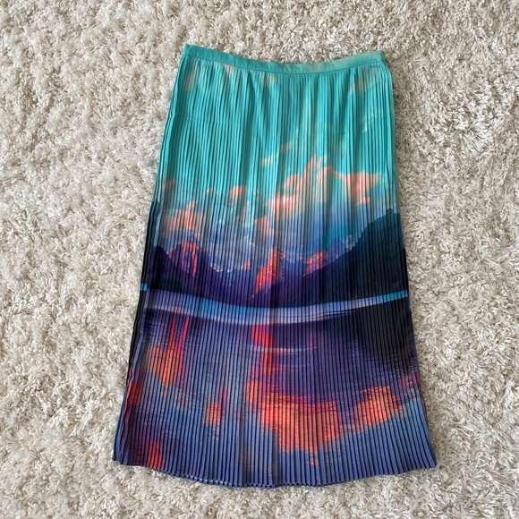 Yumi pleated mountain scene midi skirt - Picture 8 of 8